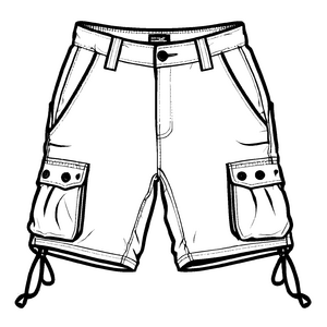 Schicke Herren-Shorts mit coolen Taschen Ausmalvorlage für modische Entdecker