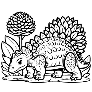 Imposanter Ankylosaurus auf steinigem Untergrund Malvorlage für mutige kleine Entdecker