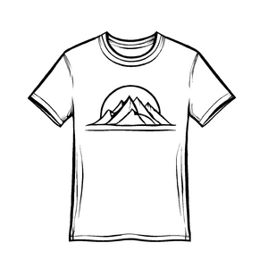 Beeindruckendes Herren T-Shirt mit Bergmotiv Malvorlage für abenteuerlustige Entdecker