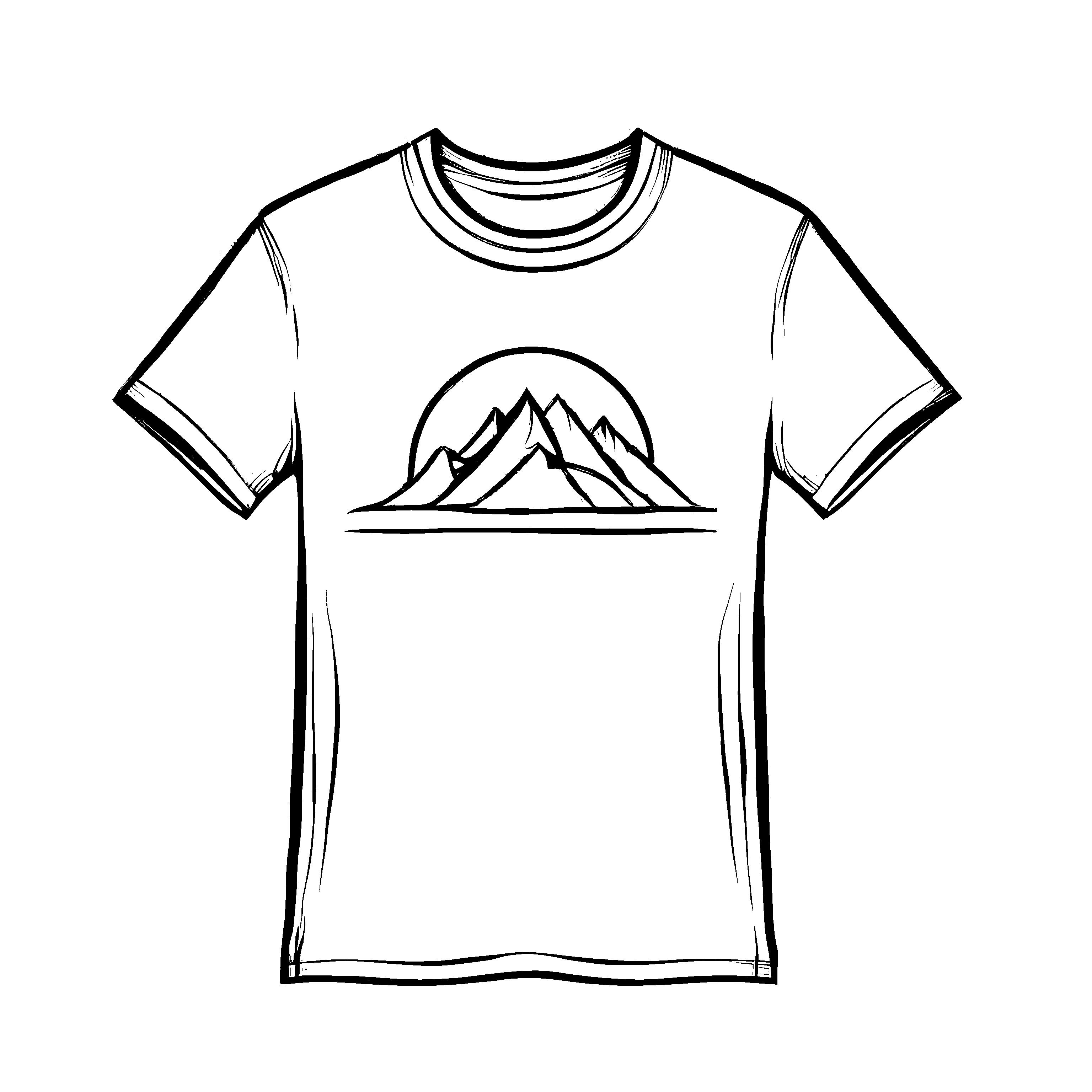 Beeindruckendes Herren T-Shirt mit Bergmotiv Malvorlage für abenteuerlustige Entdecker