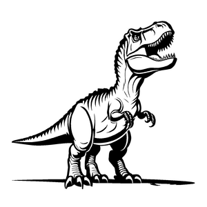 Starker Tyrannosaurus Rex mit geöffnetem Maul Malvorlage für kleine Dinosaurier-Fans