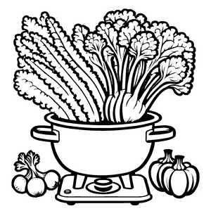 Funky Romanesco auf der Waage mit buntem Gemüse Malvorlage für experimentierfreudige Küchenzauberer