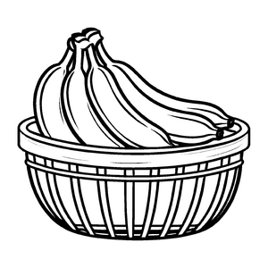 Schmackhafte Banane in einer bunten Schale Ausmalvorlage für fantasievolle Entdecker