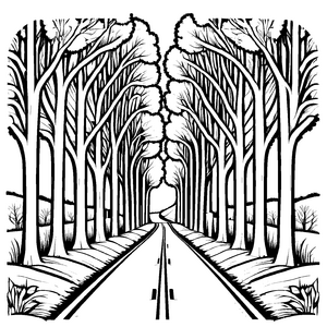 Bezauberndes Landstraßen-Malbild zum Ausmalen