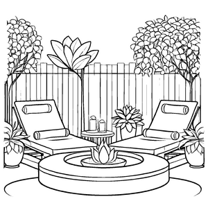 Fantastische Gartenliegen-Ausmalvorlage zum kreativen Gestalten