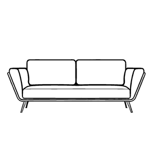 Minimalistische weiße Couch mit zwei bequemen Sitzen Ausmalvorlage für inspirierende Raumgestalter