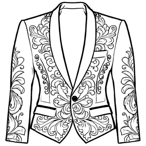 Faszinierendes Herren Sakko mit eleganten Mustern Malvorlage für kleine Stilbringer