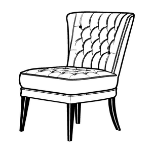 Eleganter Polsterstuhl mit stilvollem Design Ausmalbild für kreative Köpfe