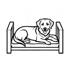 Liebevolle Hundekörbchen-Malvorlage für kleine Künstler
