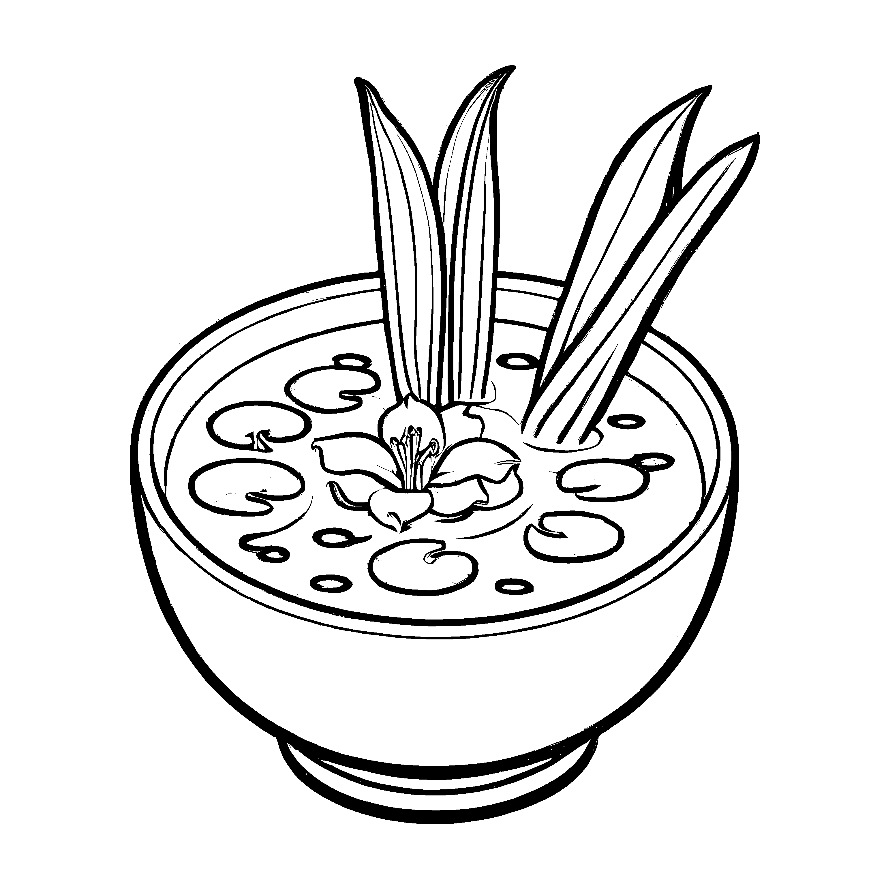 Leckere Galgant-Suppe mit bunten Äpfeln Ausmalmotiv für kleine Küchenzauberer