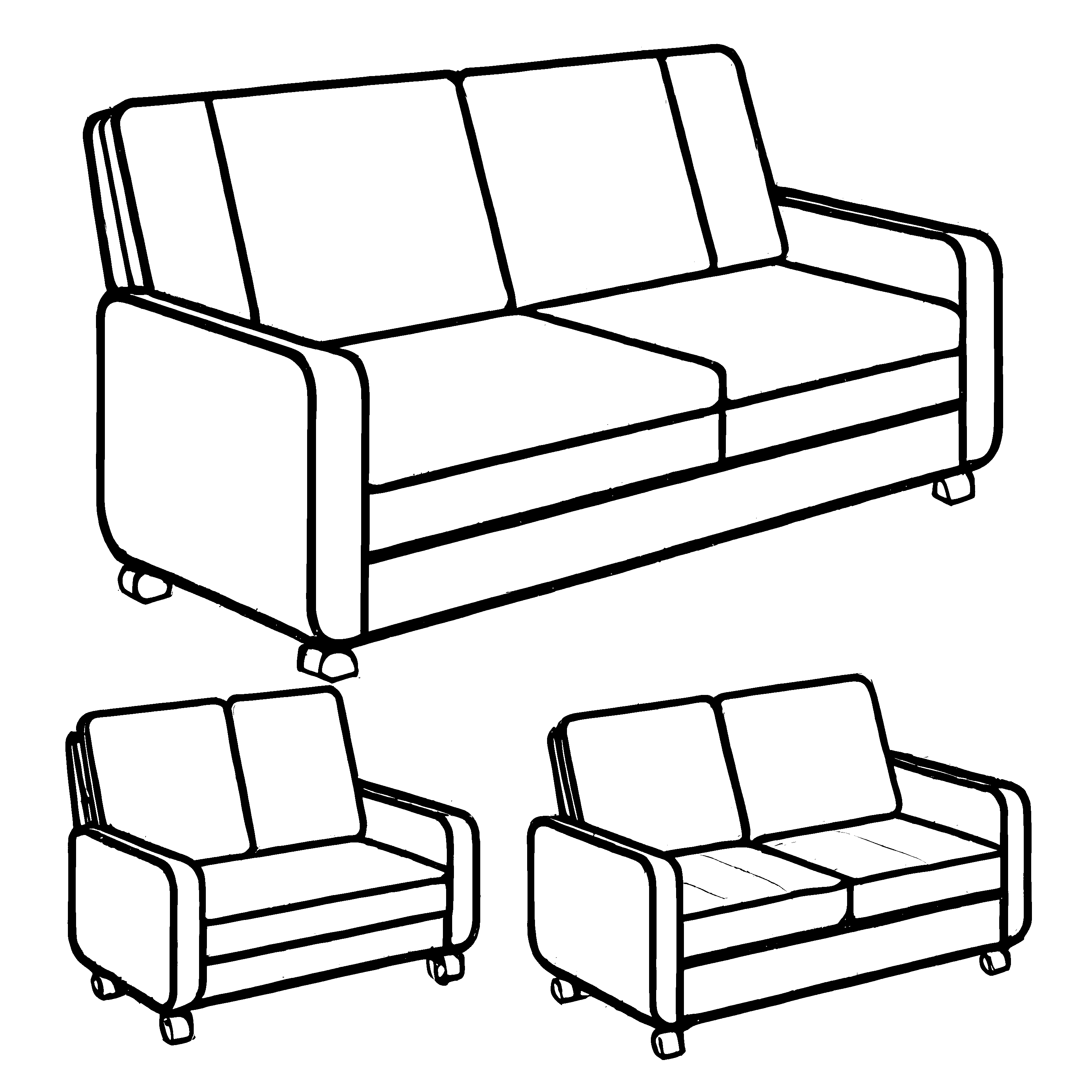 Kreatives Designer-Sofa mit armlehnen und Füßen Ausmalmotiv für stilvolle Einrichtungsabenteurer und junge Designliebhaber