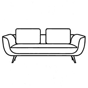 Elegantes Designer-Sofa mit gemütlichen Kissen Ausmalbild für kleine Wohnräume-Entdecker und kreative Couch-Architekten