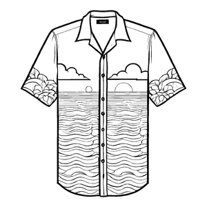 Strandmotiviertes Herren Hemd mit coolem Muster Ausmalvorlage für abenteuerlustige Trendsetter