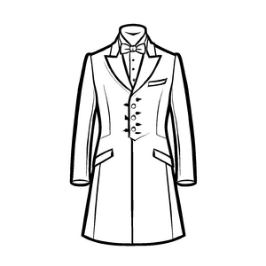Eleganter Anzug mit Fliege und auffälligem Design Ausmalmotiv für kleine Modekünstler