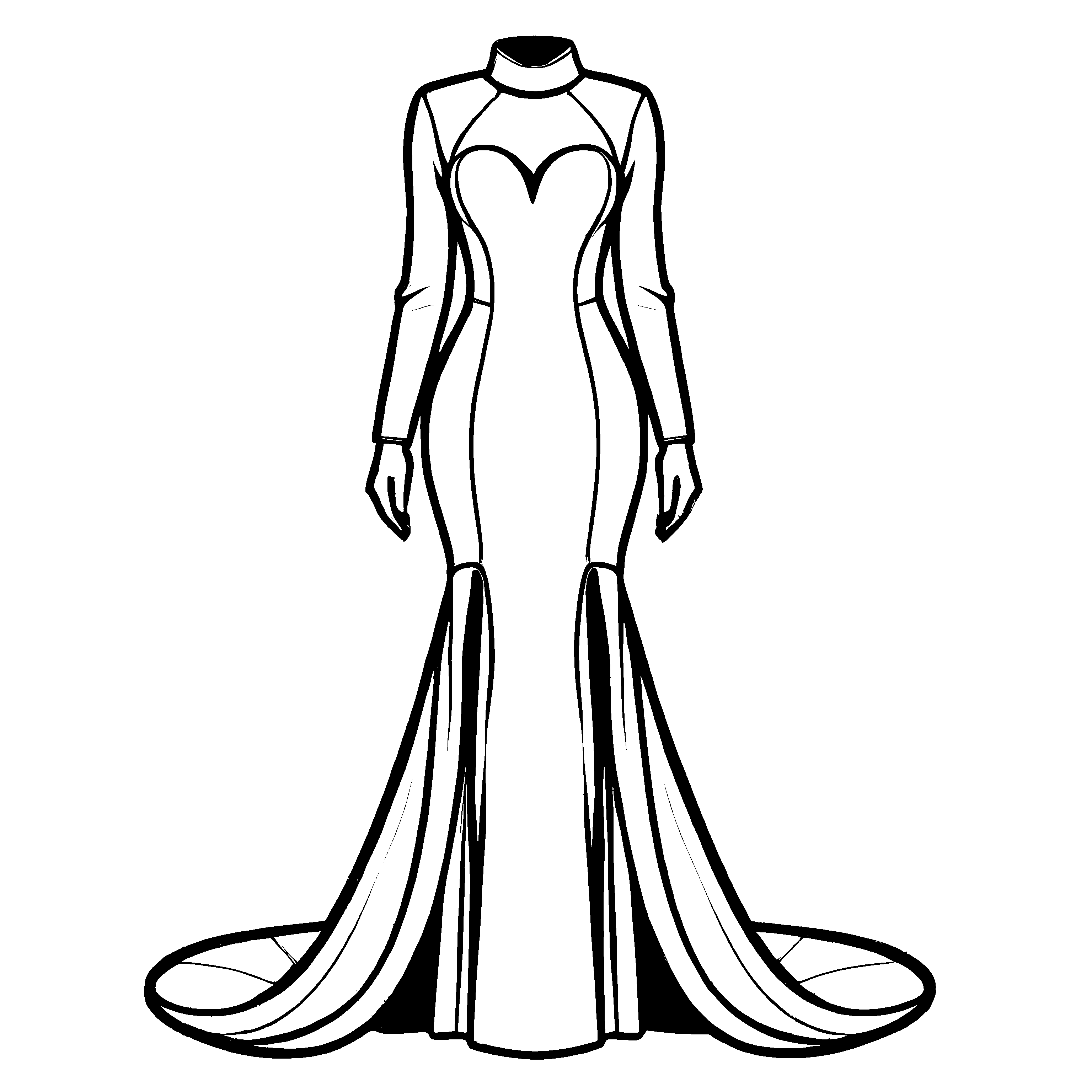 Schickes Hochzeitskleid mit herzförmigem Ausschnitt Bastelvorlage für kreative Traumbastler