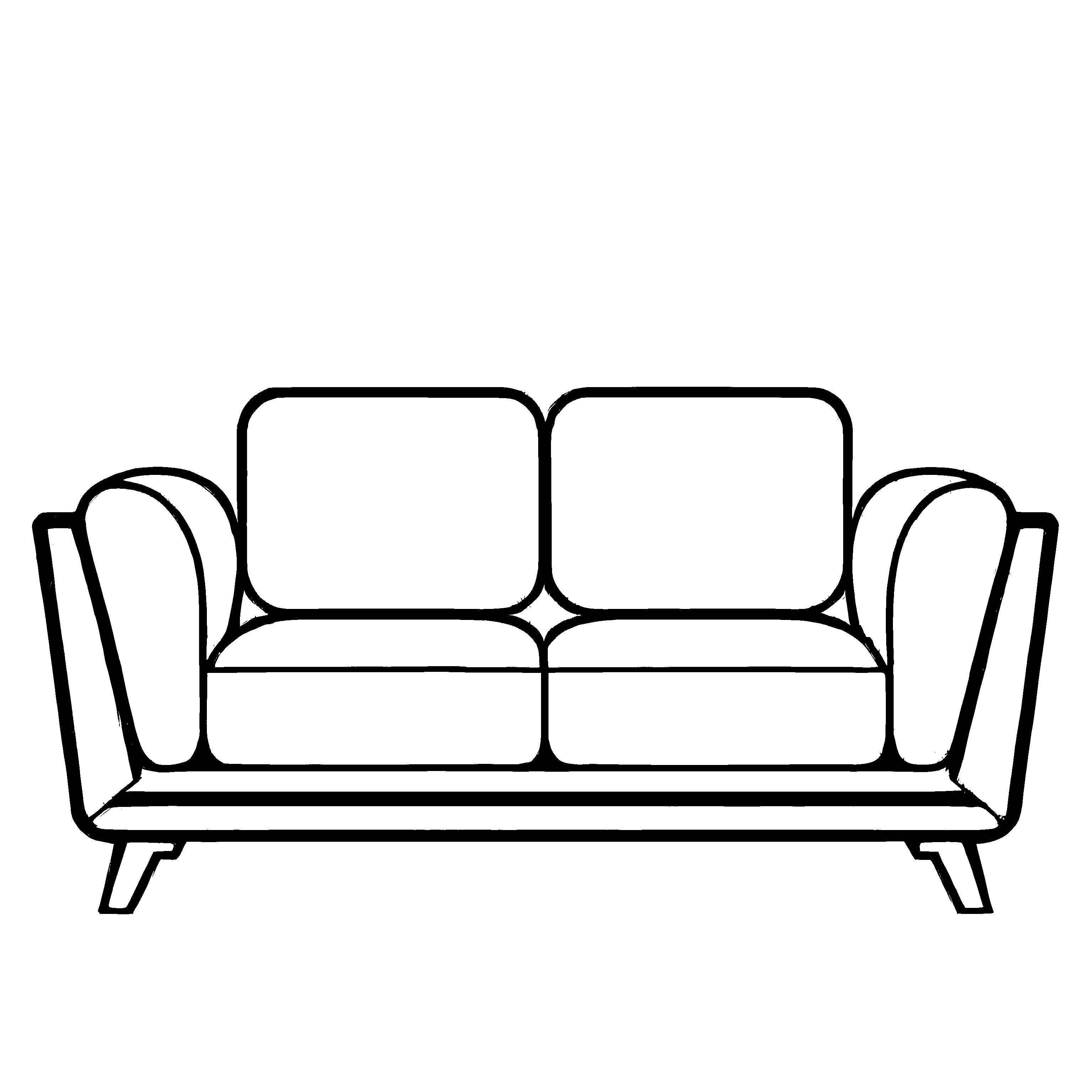 Einladendes Retro-Sofa mit schlanken Beinen Ausmalmotiv für kleine Design-Träumer