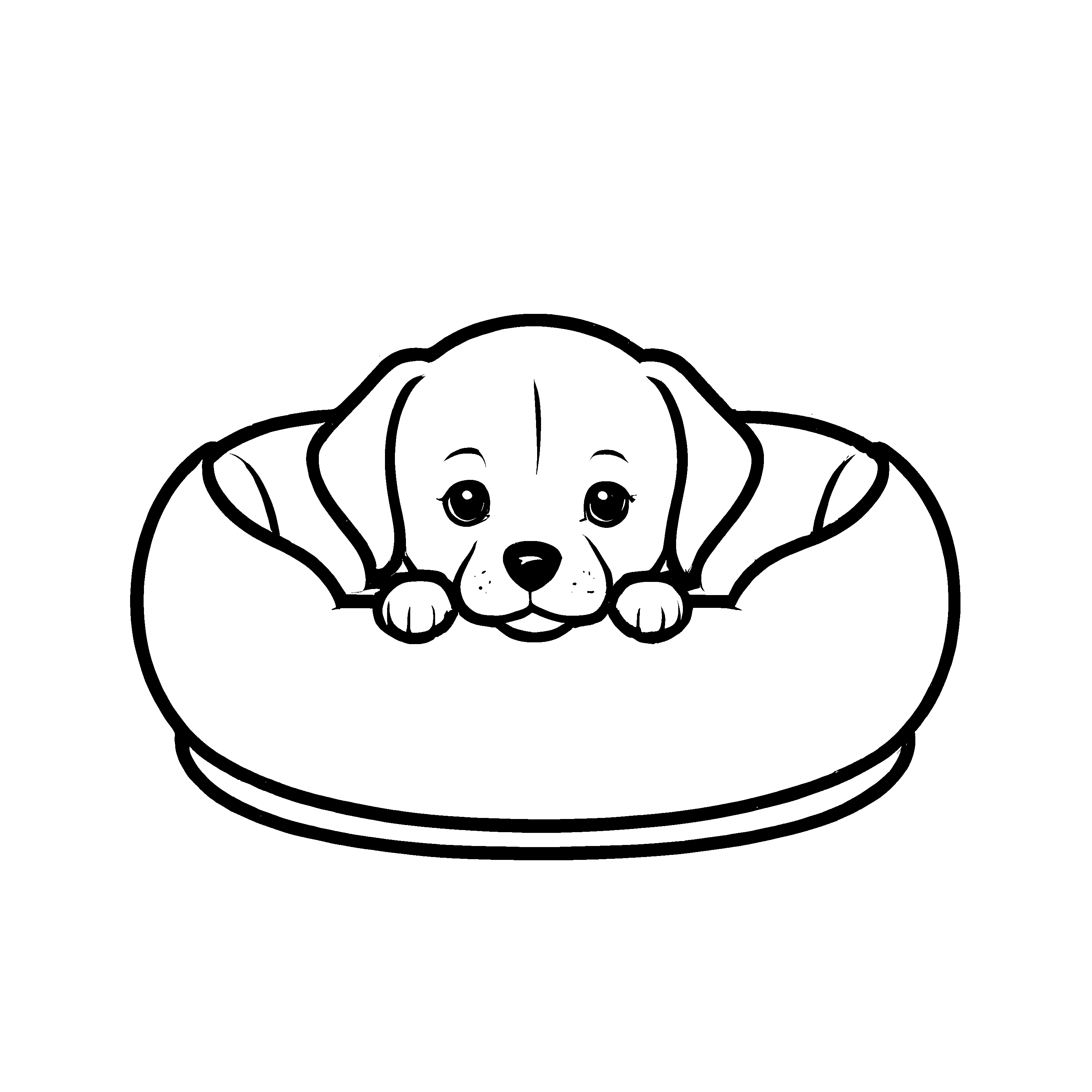 Magisches Hundekörbchen-Ausmalbild für kreative Malstunden