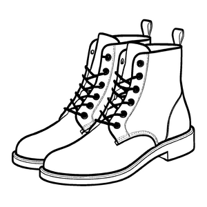 Stylische Stiefel mit schnürenden Details Ausmalbild für modebewusste kleine Künstler