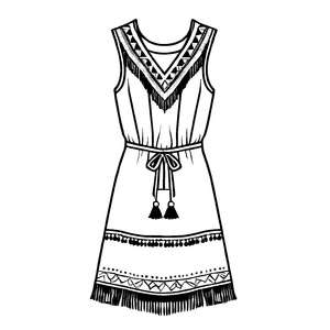 Chices Kleid mit funkelnden Accessoires Malvorlage für kreative Modeenthusiasten