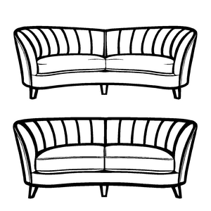 Futuristisches Retro-Sofa im charmanten Design Ausmalmotiv für kreative Raumträumer