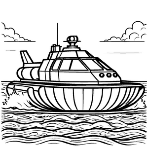 Fantastische Luftkissenboote-Malvorlage für kleine Künstler