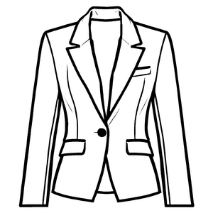 Eleganter Damen-Blazer mit einzigartigem Knopfdesign Ausmalbild für stilvolle Kreativlinge