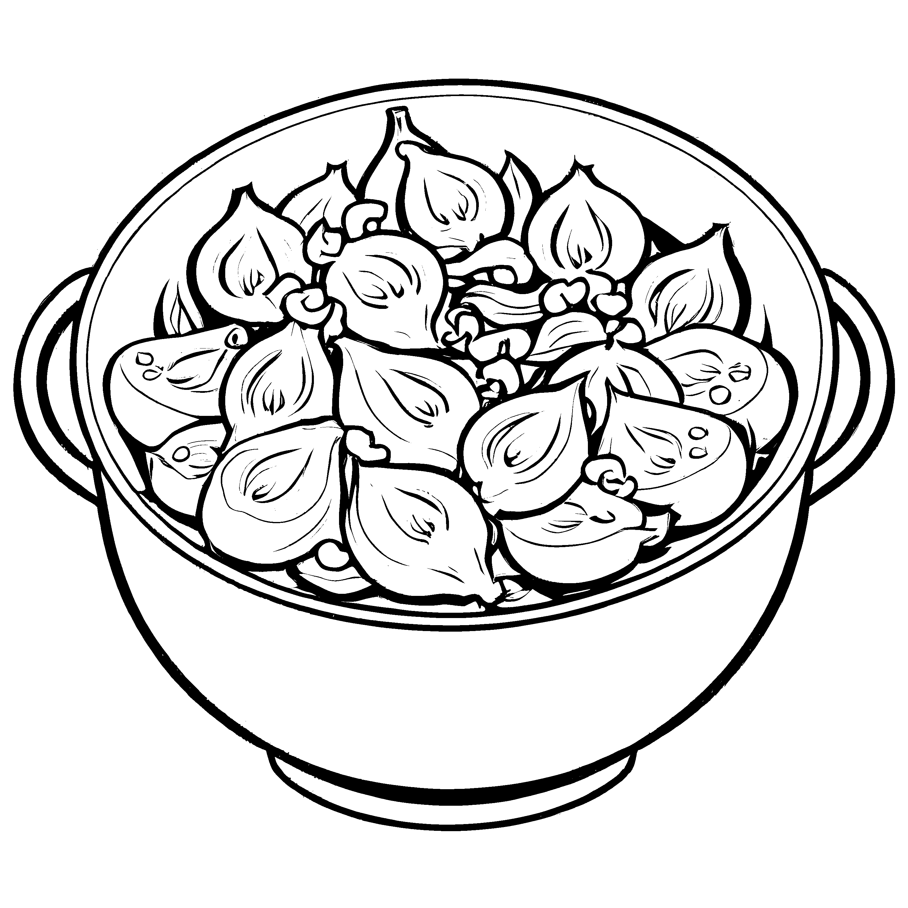 Wunderbare Chayote mit nahrhaften Knoblauchzehen Ausmalbild für kleine Küchenzauberer