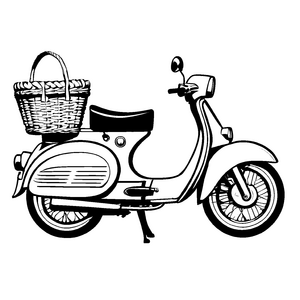 Faszinierendes Moped mit praktischem Korb für neugierige Stadtabenteurer