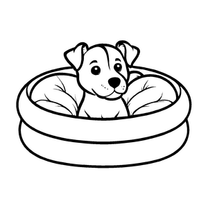 Aufregendes Hundekörbchen-Malbild für kleine Künstler