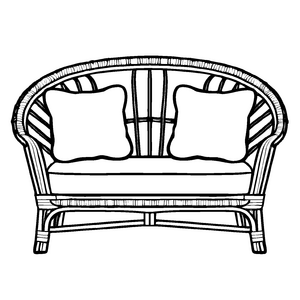 Gemütliches Zweisitzer-Sofa mit zauberhaften Kissen Ausmalbild für einladende Wohnträume
