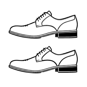 Elegante Herren-Schuhe mit schwarz-weißen Akzenten Malvorlage für stilbewusste Kids