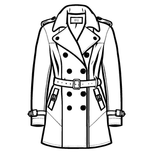 Modischer Trenchcoat mit auffälligem Gürtel Ausmalvorlage für stilbewusste Künstler