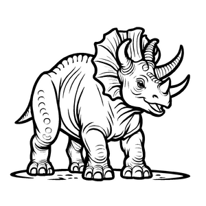 Bezaubernder Triceratops mit fröhlichem Lächeln Ausmalmotiv für junge Dinosaurier-Fans
