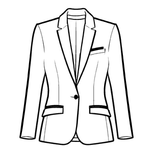 Kreativer Damen-Blazer mit schickem Einstecktuch Ausmalvorlage für kleine Stil-Entdecker
