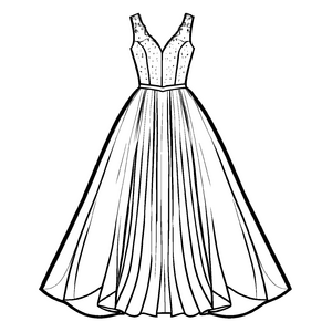 Elegantes Hochzeitskleid mit zartem Spitzenüberzug Ausmalbild für kreative Traummädchen