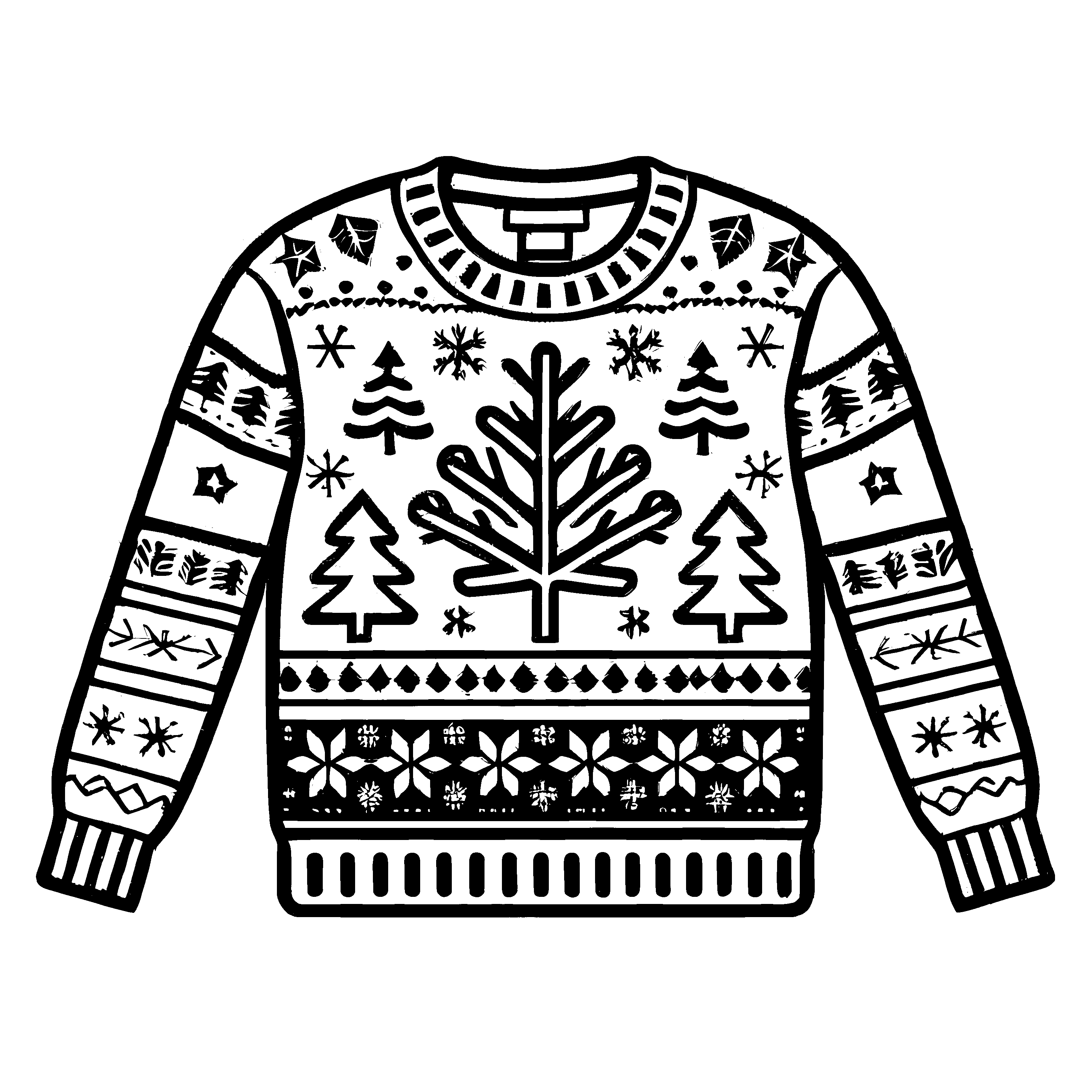 Wunderschöner Herrenpullover mit Nordwald-Motiv Ausmalbild für fantasievolle Modedesigner