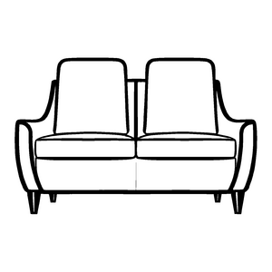 Modernes Zweisitzer-Sofa im eleganten L-Design Ausmalbild für fantasievolle Einrichtungsdesigner