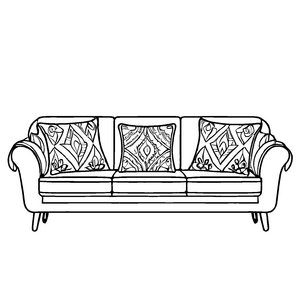 Zauberhaftes zwei-sitziges Designer-Sofa mit Blumen-Muster Ausmalvorlage für kreative Traumgestalter