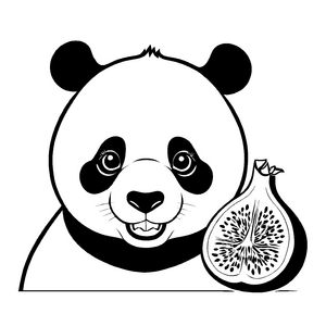 Fröhlicher Panda mit fruchtiger Überraschung Ausmalvorlage für helle Köpfe