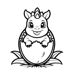 Niedlicher Styracosaurus auf einer bunten Pflanze Malvorlage für fantasievolle Dinoschöpfer