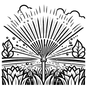 Lustige Rasensprenger-Ausmalvorlage zum Ausmalen