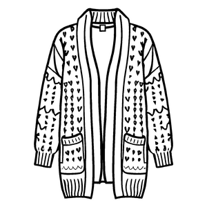 Bezaubernde Damenjacke mit Herzen im Muster Ausmalbild für fantasievolle Modefans