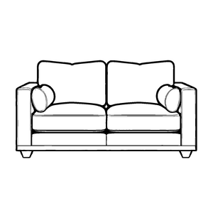 Elegantes Zweisitzer-Sofa mit gemütlichen Kissen Malvorlage für stilvolle Entdecker
