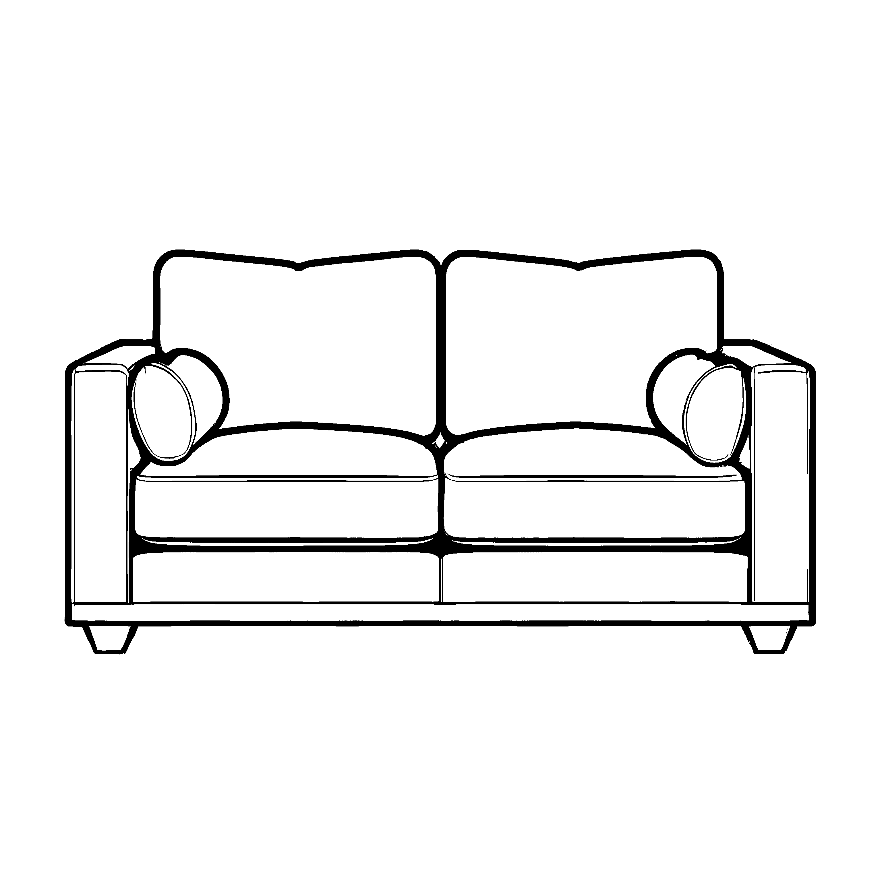 Elegantes Zweisitzer-Sofa mit gemütlichen Kissen Malvorlage für stilvolle Entdecker