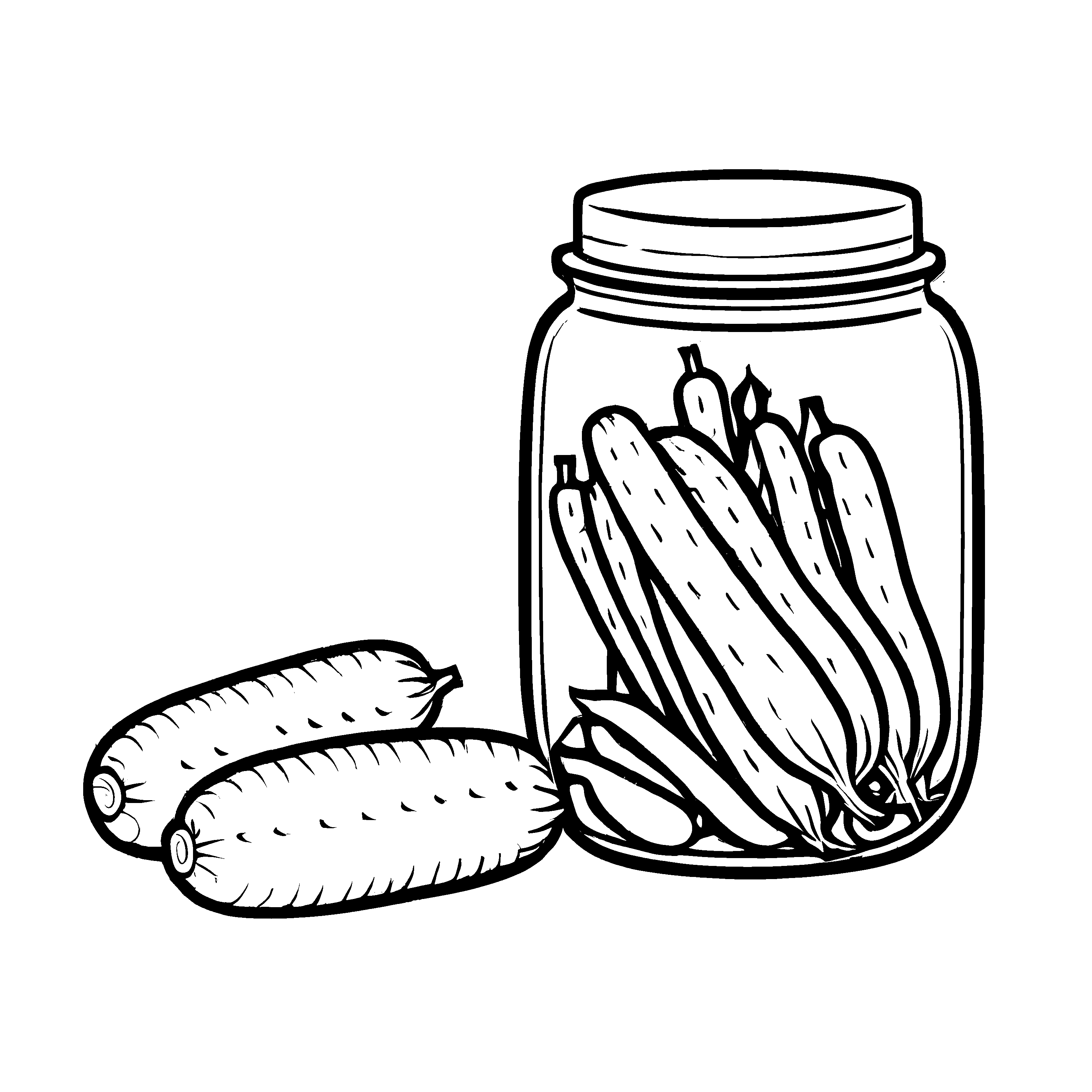 Witziger Daikon-Rettich in buntem Einmachglas Ausmalmotiv für kleine Küchenzauberer