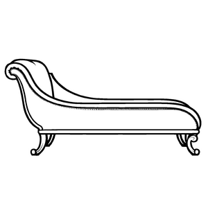 Faszinierende Chaiselongue mit dekorativer Eleganz Ausmalmotiv für kleine Einrichtungskünstler