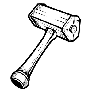 Lebendiger Hammer mit gelbem Kopf Ausmalbild für kreative Entdecker und kleine Handwerker