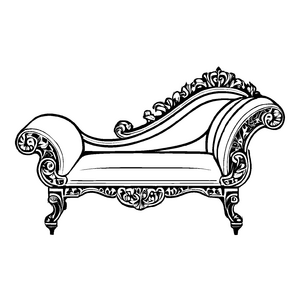 Prächtige Chaiselongue mit filigranem Design Malvorlage für fantasievolle Entdecker