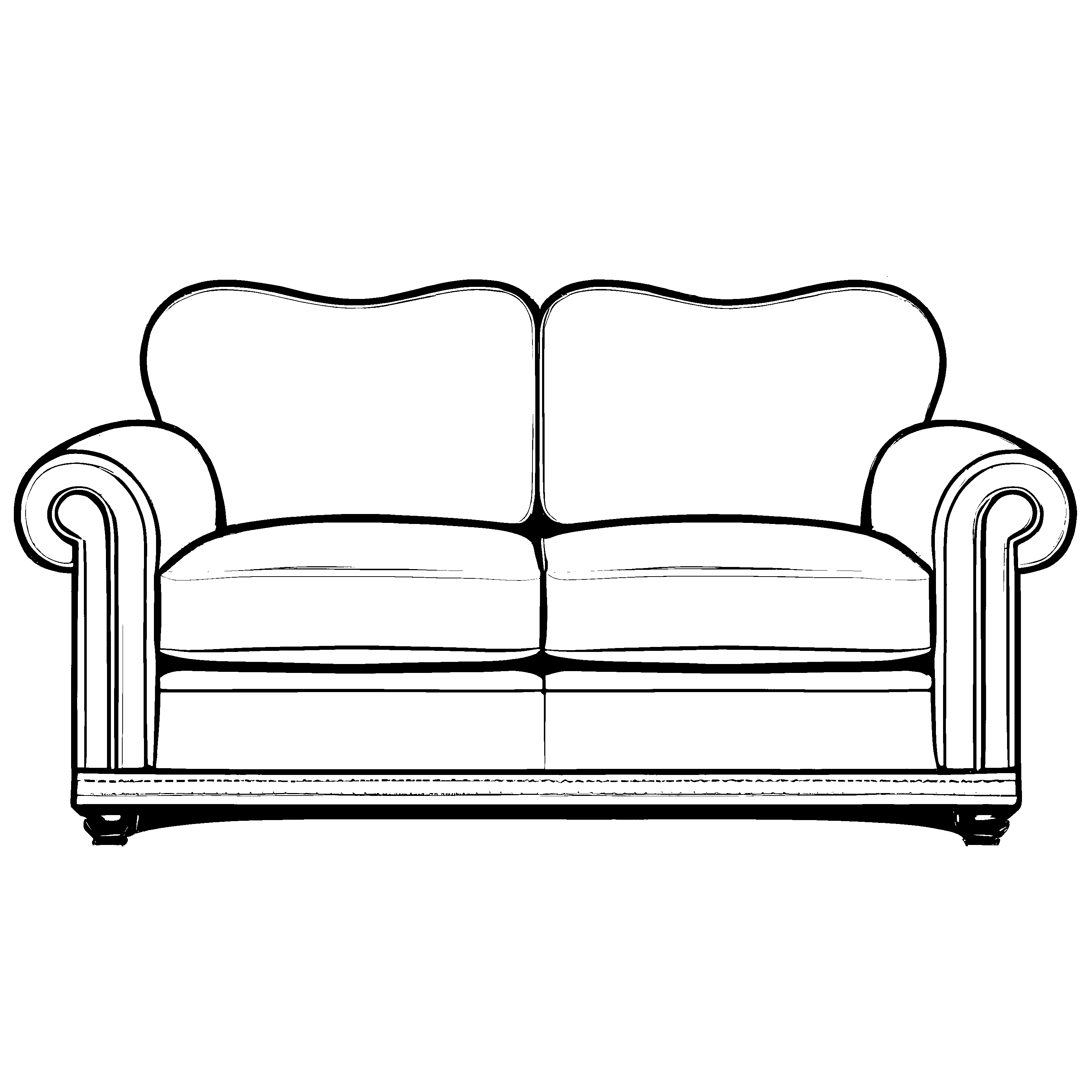 Bequeme schwarze Couch im minimalistischen Stil Ausmalbild für junge Raumgestalter