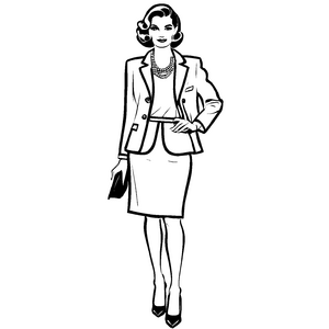 Elegante Dame im stilvollen Anzug Ausmalbild für modische Träumer